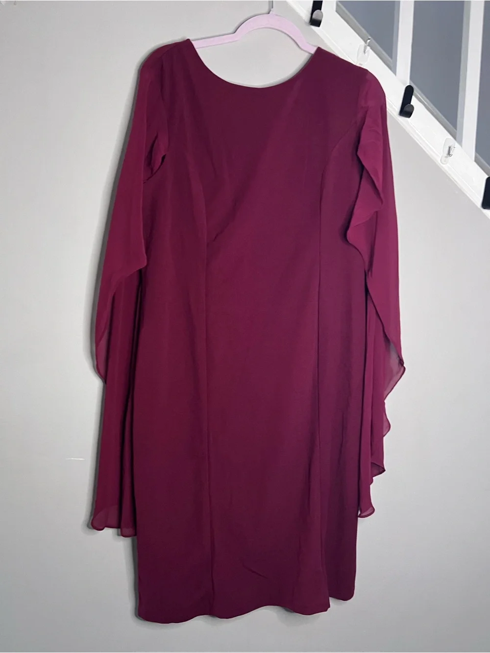 0108: HELYO Deep Berry Flutter Sleeve Cocktail Dress